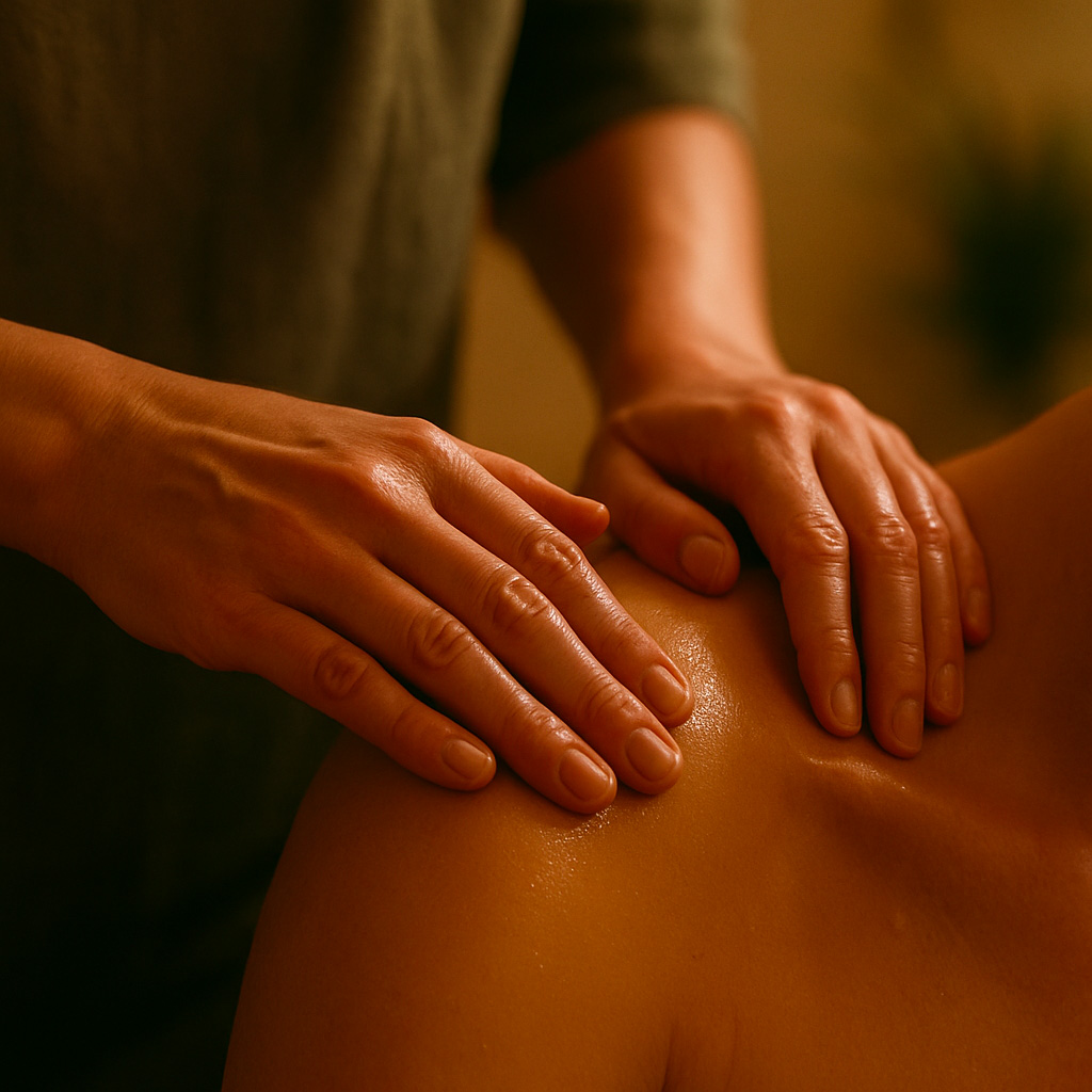 Mains expertes prodiguant un massage avec une huile naturelle